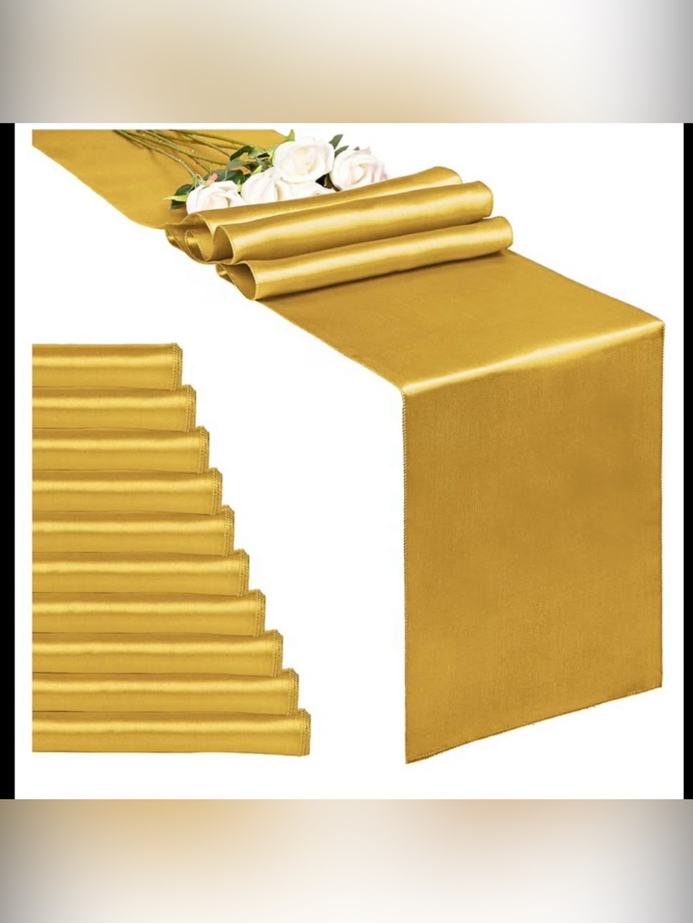REWOMC 10-Pack Gold 12 × 108 inches Long
Premium Satin Table Runner